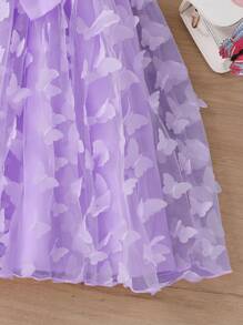 Vestido de verano para niñas preadolescentes con mariposas, flores 3D, elegante, cómodo y activo, ideal para vacaciones, verano y viajes - Púrpura malva - Ver 9