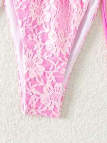 Swim Mod Ladies' Summer Beach Fashionable Lace Bikini Bottom - Pink - View 5