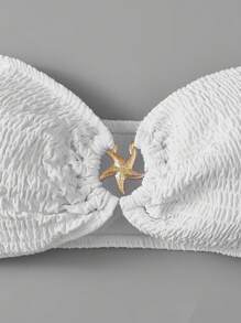 SHEIN Swim Curve Haut De Maillot De Bain Sans Bretelles Simple Et Polyvalent Grande Taille Pour La Natation Et Les Vacances