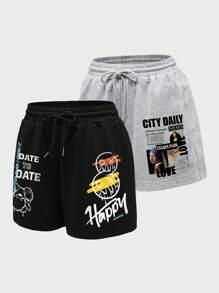 INAWLY Ladies' Fashionable Printed Drawstring Shorts - Multicolor - View 4