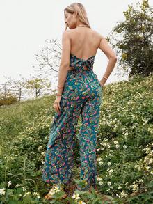 Bohemela Vacation Paisley Print Strapless Top And Long Pants Set - Multicolor - View 7