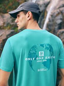 In My Nature Men's Casual Outdoor Short Sleeve T-Shirt With Letter Print - Blue - View 4