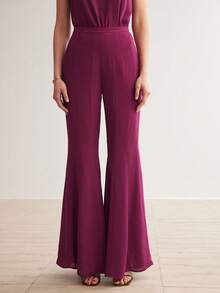 MOTF PREMIUM SOLID FLARE LEG PANTS - Red Violet - View 9