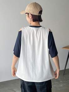 FRIFUL Lỏng lẻo Phù hợp Hai âm Xu hướng: Cắt giảm Áo thun Cho mùa hè - trắng - Xem 5