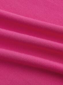 SHEIN EZwear Multicolor Knitted Skinny Bodysuit For Women - Hot Pink - View 7