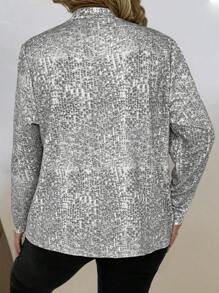 SHEIN Clasi Plus Size Glitter Blazer - White - View 2