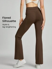 GLOWMODE Cargo Knit Pocket Flare Pants Daily Casual Summer - Mocha Brown - View 2
