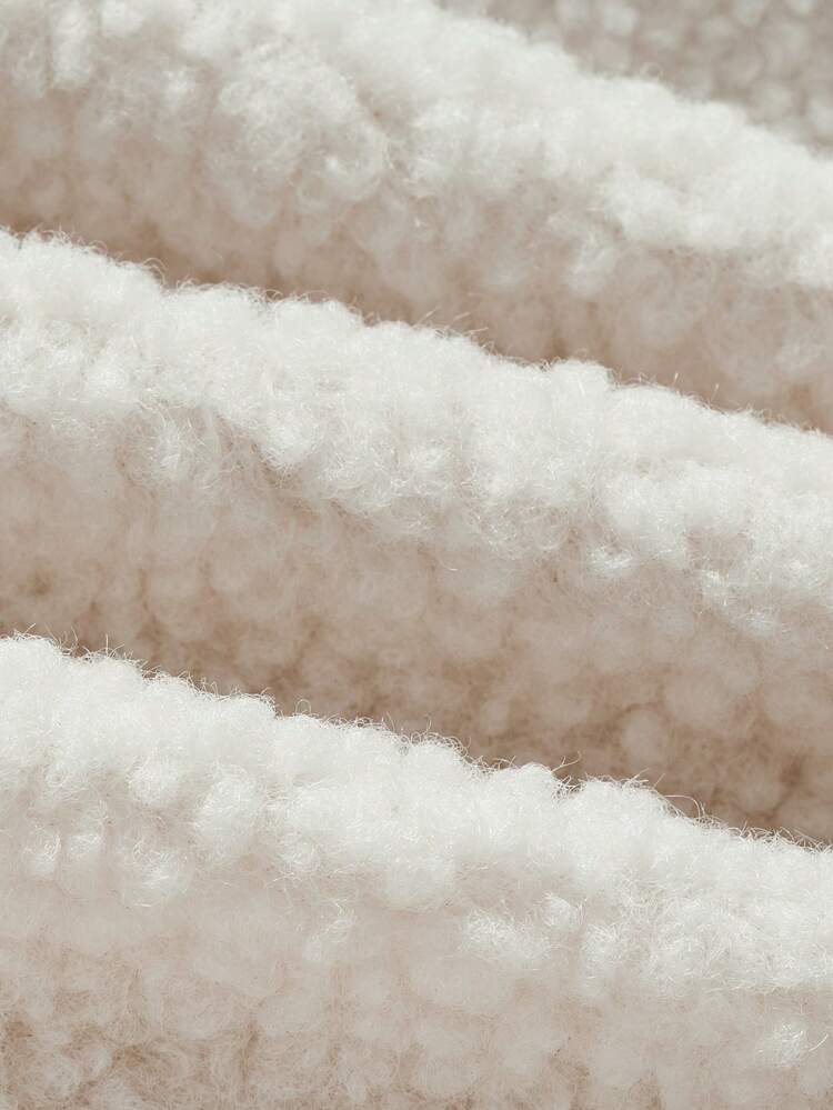 Bébé Garçon Manteau Duveteux À Poches À Liseré Contrastant