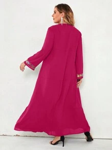 Mulvari Robe Longue Brodée Grande Taille Avec Style De Vacances - Rose vif - Voir 2