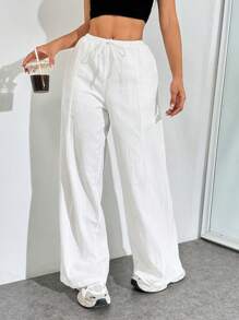 SHEIN EZwear Hose Mit Weitem Bein Und Kordelzug