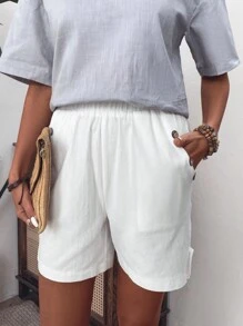 SHEIN JORESS Women's Solid Color Shorts With Button Decoration