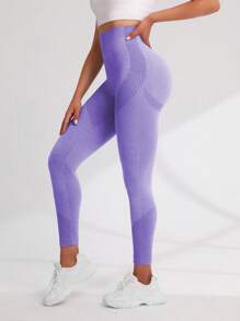 Easithlete 女性時尚無縫運動緊身褲，採用純色設計