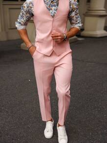 Manfinity AFTRDRK Men Fashion Pink Party Dinner Suit Set - وردي - مشاهدة 3