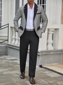 Manfinity AFTRDRK Conjunto de traje plateado con estilo para hombres - Negro - Ver 3