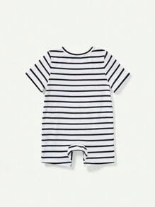Cozy Pixies Em bé Con trai Phim hoạt hình động vật Mẫu Ngắn tay Romper Với Chi tiết tai Và Bộ quần short - Màu Mù tạt vàng - Xem 2