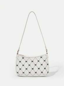 SHEIN MOD Cute Embroidered Bow Women'S Fashion Shoulder Bag