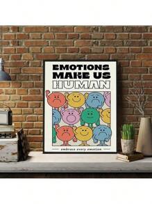 1入/組可愛卡通表情符號海報,壁藝,壁飾,帆布藝術,畫作壁畫沙發客廳海報臥室油畫,不附框架