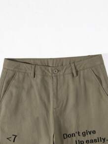 Manfinity Roghcode Men's Slogan Printed Flared Pants - Army Green - View 6