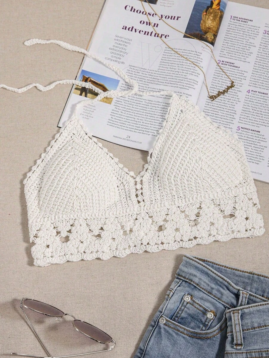 Trelyra 女士镂空露背泳衣上衣，适合度假、夏季海滩