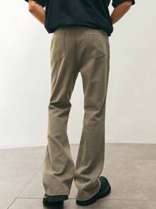 Manfinity Roghcode Men's Slogan Printed Flared Pants - Army Green - View 2