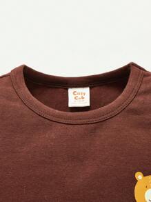 Cozy Pixies 男嬰3入組標語&動物印花T恤 - 棕色 - 查看 8