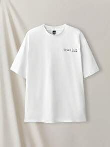 Manfinity VCAY Koord T-Shirt Pria Kolor Kantong Huruf Casual - Hitam dan Putih - View 5