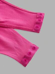 SHEIN EZwear Multicolor Knitted Skinny Bodysuit For Women - Hot Pink - View 8