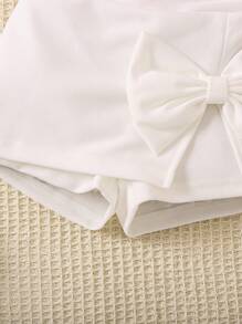 SHEIN 嬰兒女孩3入組熱粉色花卉印花上衣與斜挎包,春夏時尚花卉印花日常套裝 - 彩色 - 查看 4