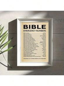 1pc/Set Bible Emergency Numbers - Christian Canvas Wall Decor Printint, This Bible Inspirational Wall Art Is A Vintage Faith Christian Gift For Living Room Decor, Office Decor,Without Frame