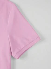 Manfinity Mode Men's Solid Color Front Button Short Sleeve Polo Shirt - Pink - View 5