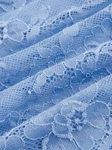 SHEIN ICON Camisa Asimétrica Sin Mangas De Encaje Con Parte Delantera De Lazo - Celeste - Ver 4