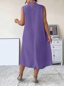 SHEIN Clasi Plus Size Keyhole Neck Wrapover Solid Color Dress