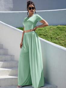 SHEIN Essnce Summer Two Pieces Outfit - Green - View 5