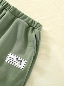 Tween Boys' Holiday Style Printed Round Neck Short Sleeve Tee 2 Colors + Solid Color Knitted Pants 3pcs/Set - Multicolor - View 5