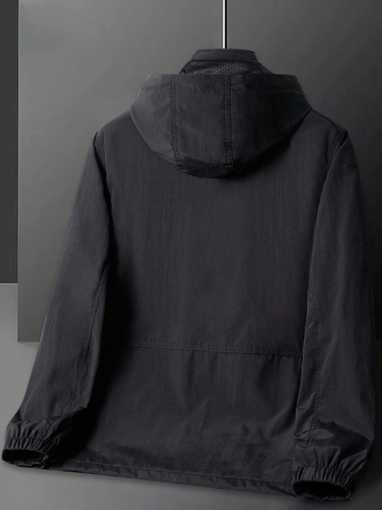 Men's Long Sleeve Zipper Pocket Hooded Jacket