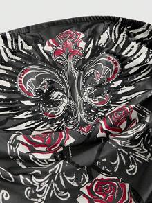 ROMWE Goth In hoa Pha lê Nghệ Embellished Áo không dây Với dây rút Đối với phụ nữ - Xám - Xem 4