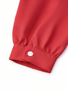 SHEIN LUNE 大尺碼純色正面連結連身裙 - 紅色 - 查看 5