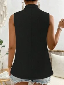 Chaleco de traje sólido y versátil de verano para mujer, de moda - Negro - Ver 2