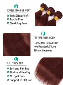 3Pcs Reddish Bundles Human Hair Straight Brown Copper Red Remy Bundles Reddish Brown 35# Bundles for
