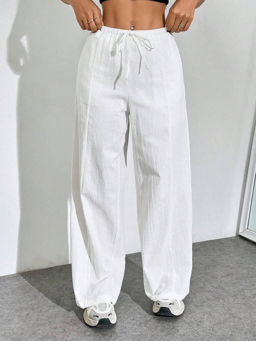 SHEIN EZwear Hose Mit Weitem Bein Und Kordelzug