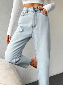 EURMUSE Women's Casual Daily Match Straight Leg Jeans - Light Wash - View 5