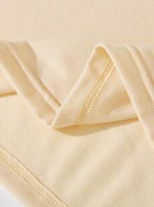 女士粉色心形印花圆领短袖 T 恤，适合夏季休闲图案 T 恤女式上衣 - 米色 - 查看 3