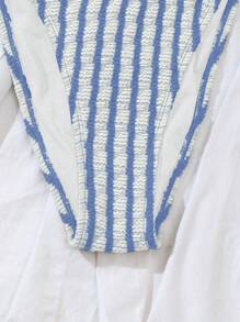 SHEIN Swim Striped Halter Neck Bikini Set, Summer Beach - Blue - View 5