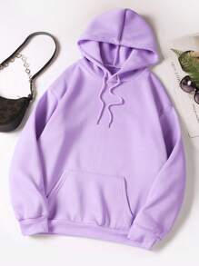 INAWLY 女士加大码小熊印花长袖卫衣，休闲穿着 - 紫色 - 查看 2