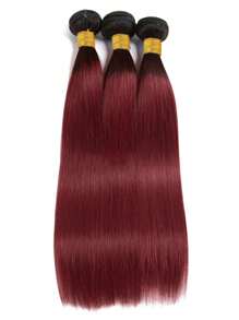 3Pcs Burgundy Bundles Colored Human Hair Ombre Bundles 1B/burg 100% Unprocessed 2 Tone Ombre 3 Bundles Human Straight Hair Extension for Women