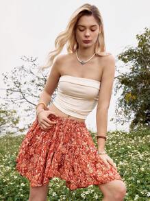 Bohemela Phong cách Boho Của phụ nữ In Giải trí Kỳ nghỉ Hoa Váy - trái cam - Xem 4