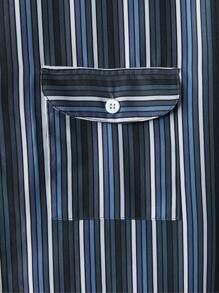 Manfinity VCAY 條紋前扣短袖梭織休閒襯衫 - 彩色 - 查看 5