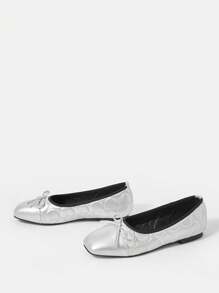 Woman Shoes Solid Color Flat Shoes With Bow Decoration For Spring And Summer
