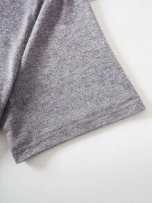 EMERY ROSE Music Festival Casual Simple Cow Print Round Neck Short Sleeve Fitted Plus Size T-Shirt For Women, Suitable For Summer Suitable For Going Out,Vacation/Spring - Grey - View 4