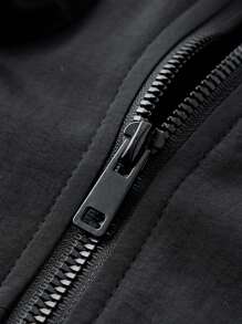 Manfinity Homme 男士長袖拉鍊口袋連帽外套 - 黑色 - 查看 7